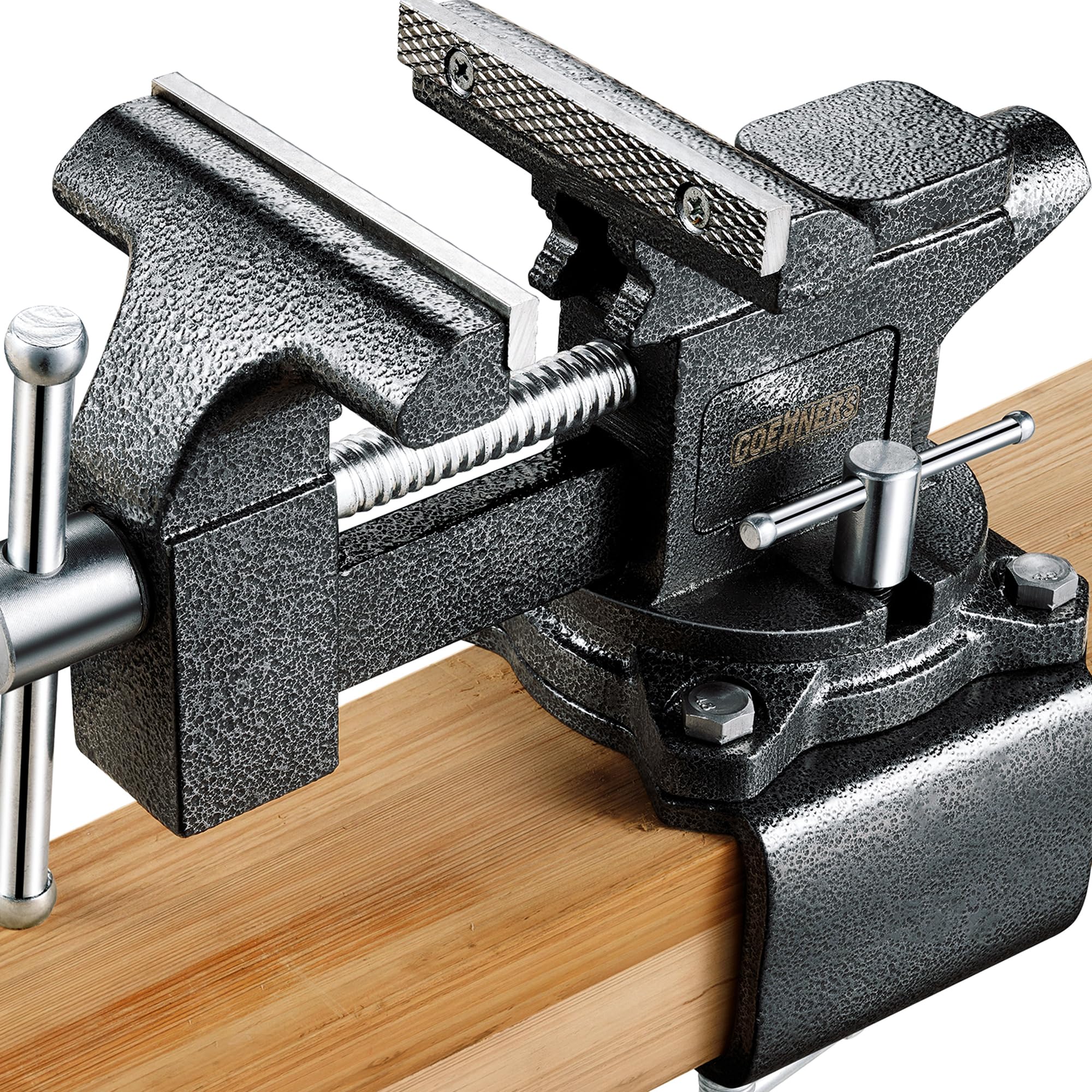 Torno de bancada de 4 1/5.1 cm, torno de mesa para bancada de trabalho, torno de fixação universal com ferro fundido resistente, multi-mandíbula, torno giratório de fácil ajuste para marcenaria, usos
