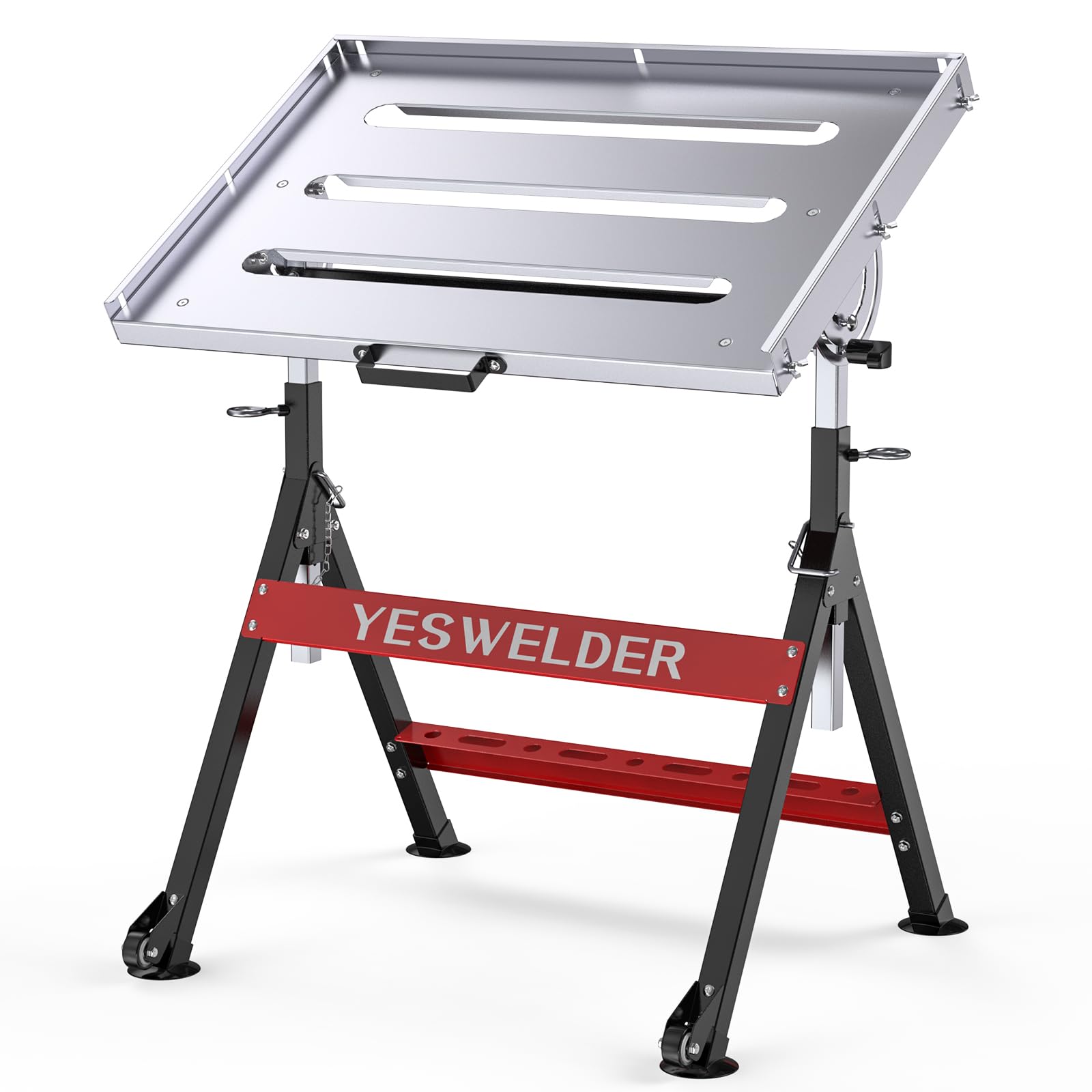 YESWELDER Mesa de Soldagem Dobrável com Rodas, 20" X 30", Bancada de Trabalho com Altura Ajustável, Capacidade de Carga de 400 Libras, Mesa Portátil de Aço Para Soldagem Mig/Tig.
