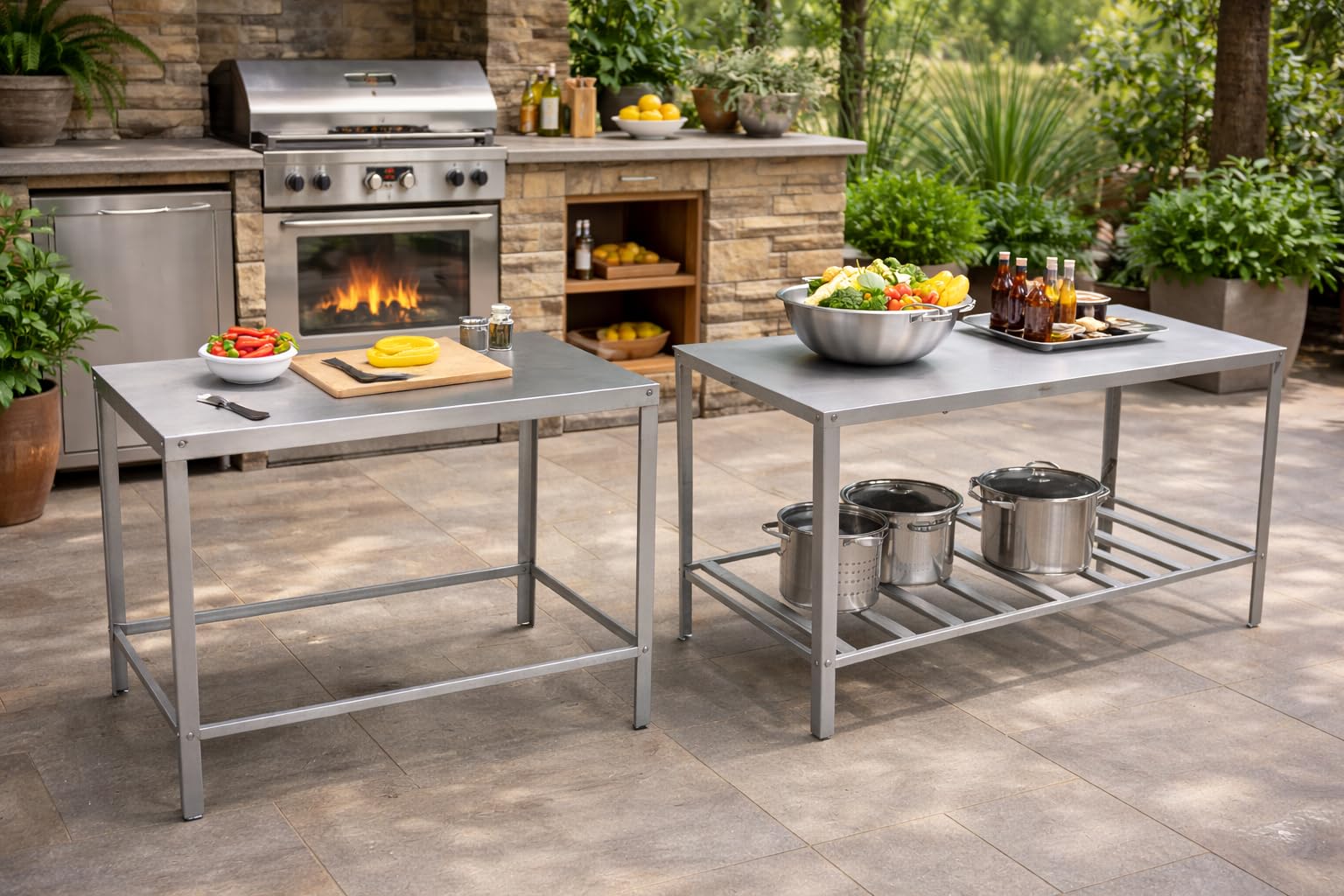 Kit Bancada Inox 304 Simples + Paneleira 90cm em Aço Inoxidável Escovado – Estrutura Profissional para Cozinha Industrial, Restaurante e Padaria