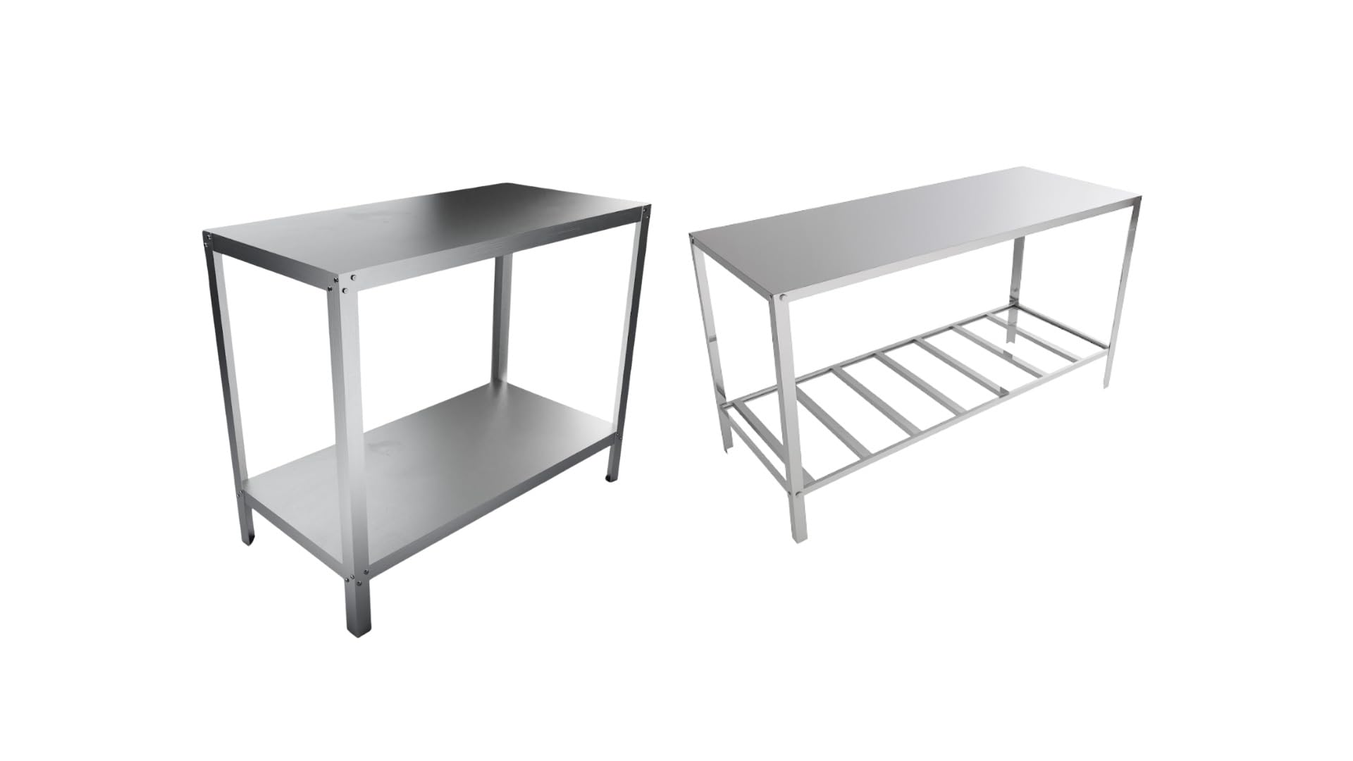 Kit bancada inox profissional mesa dupla + paneleira 90cm em aço inox 304 escovado – cozinha industrial, restaurante e açougue