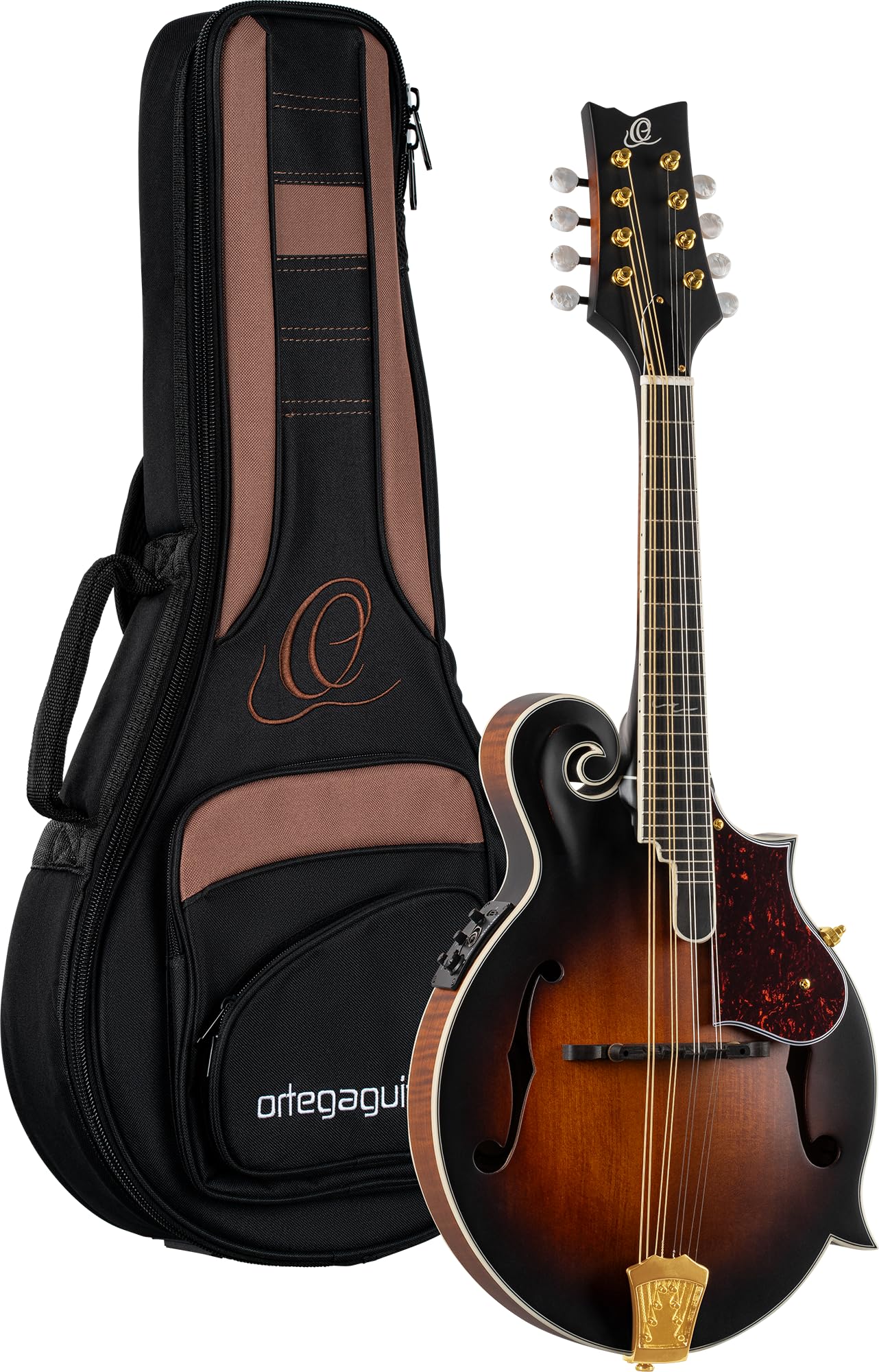 Ortega Guitars, Bandolim elétrico acústico sólido série F-Style com bolsa, direito (RMFE100AVO)