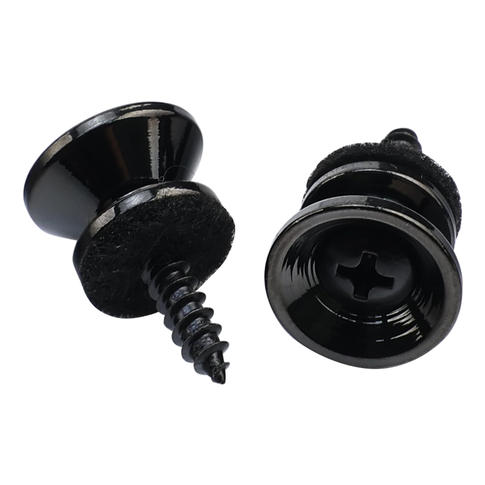 2 peças de alças para baixo, botões de alça de aço inoxidável, pinos de extremidade com parafusos de montagem arruela de feltro para guitarra elétrica acústica clássica, baixo, ukulele, bandolim