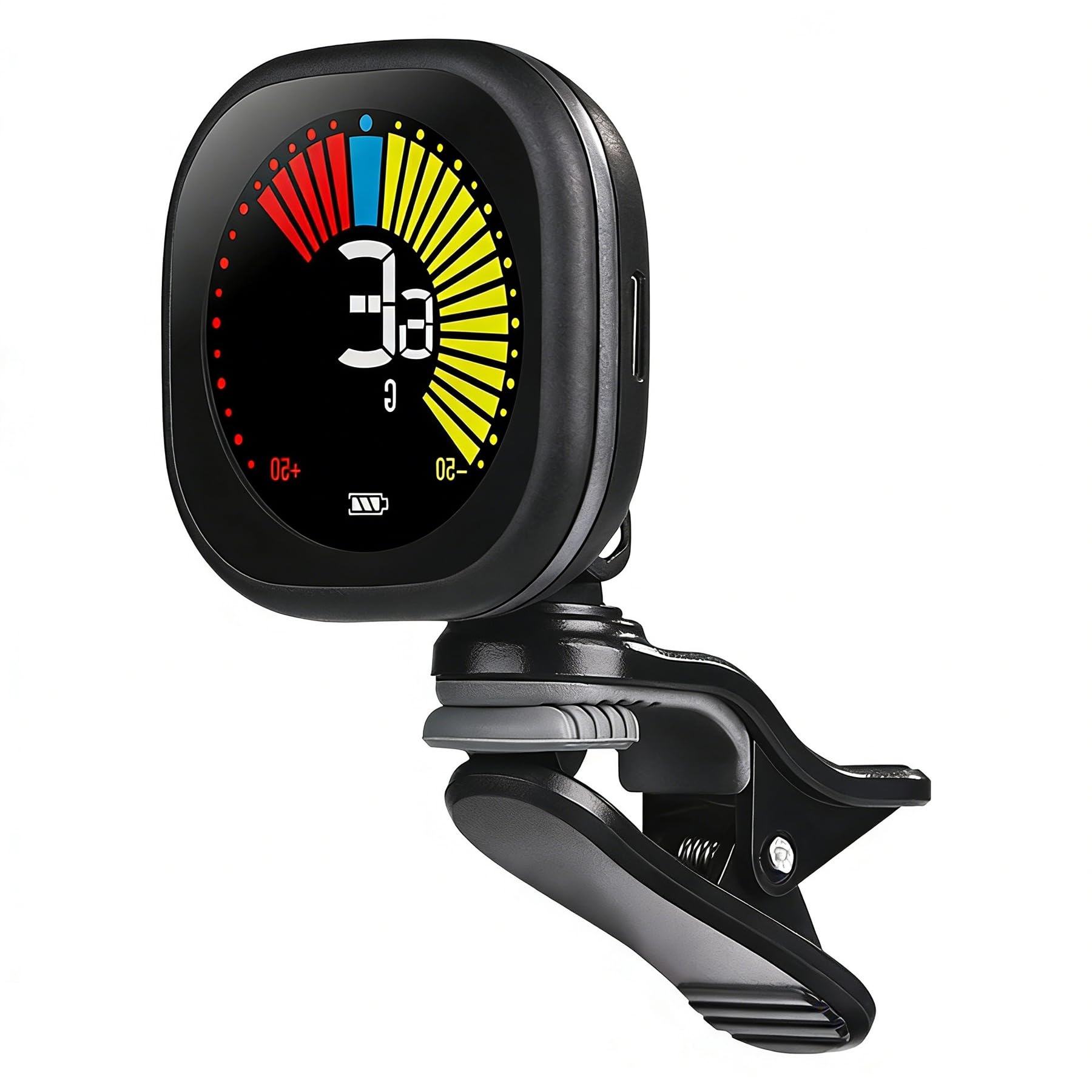 Afinador de guitarra recarregável com tela LCD colorida, afinador de guitarra elétrica, clipe acústico, cromático, aberto para guitarra, baixo, ukulele, violino, bandolim, banjo, afinadores para