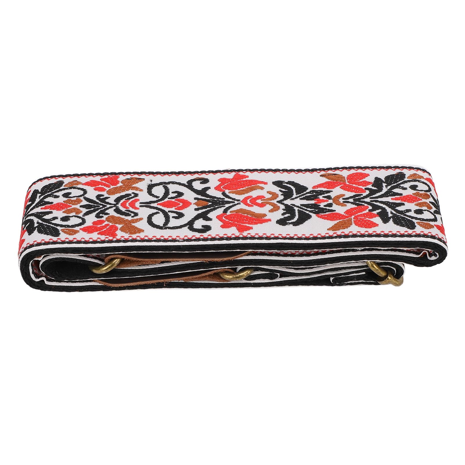 Headerbs Correia de Guitarra Alça Bordada de Couro de Nylon Ajustável de 31,5 a 53,15 pol. para Baixo Elétrico Acústico Bandolim Tocadores de Ukulele Com Extremidades de Couro Tecido Jacquard
