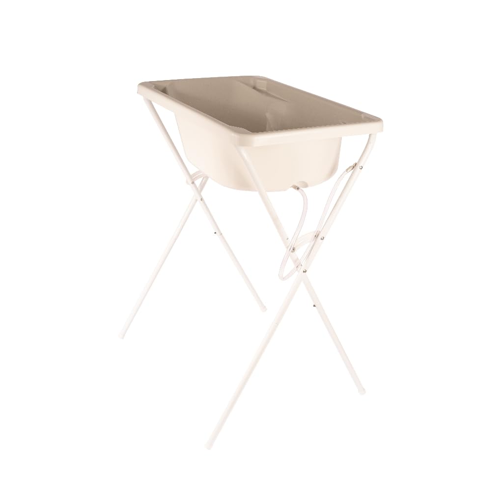 Banheira com Suporte Dobrável, Tanque 25 L, até 30Kg Banheira Para Bebê Segura - Branca