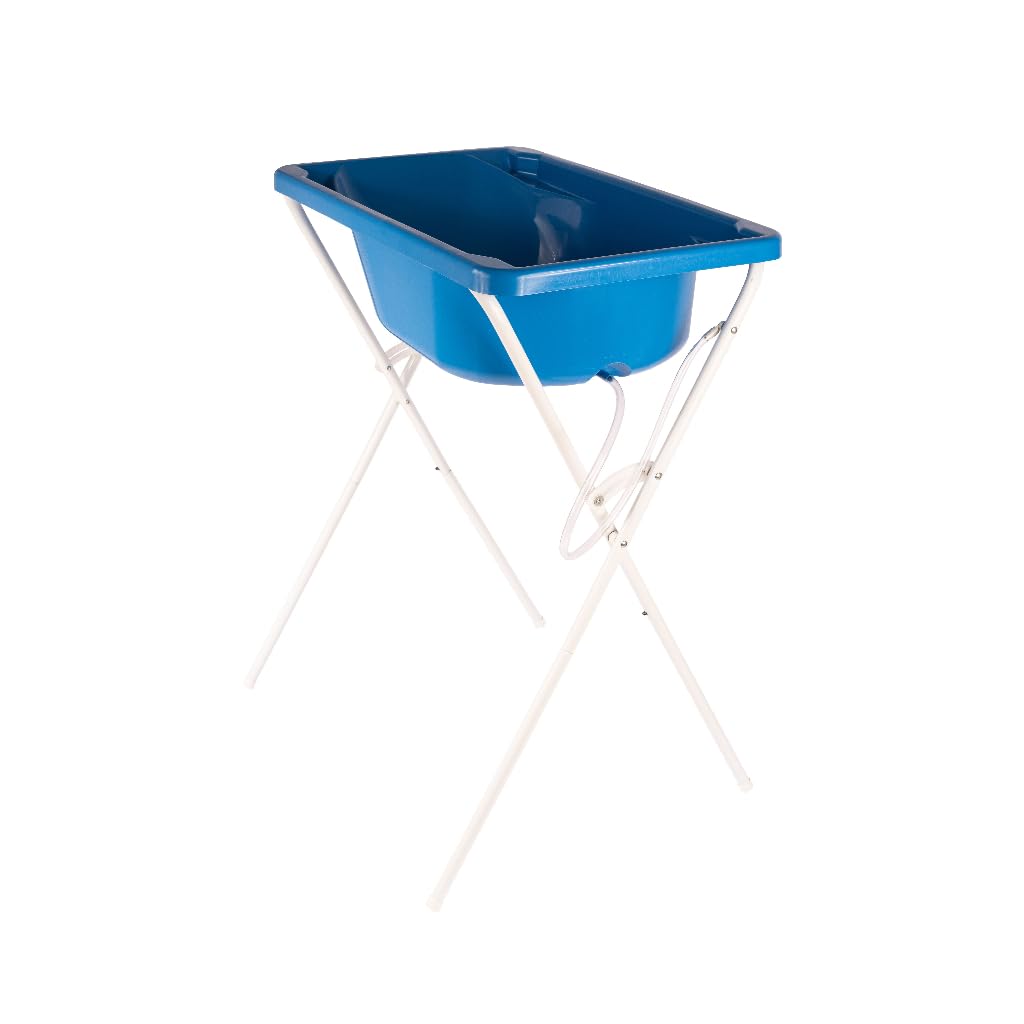 Banheira com suporte dobrável, tanque 25 L, até 30Kg banheira para bebê segura - Azul