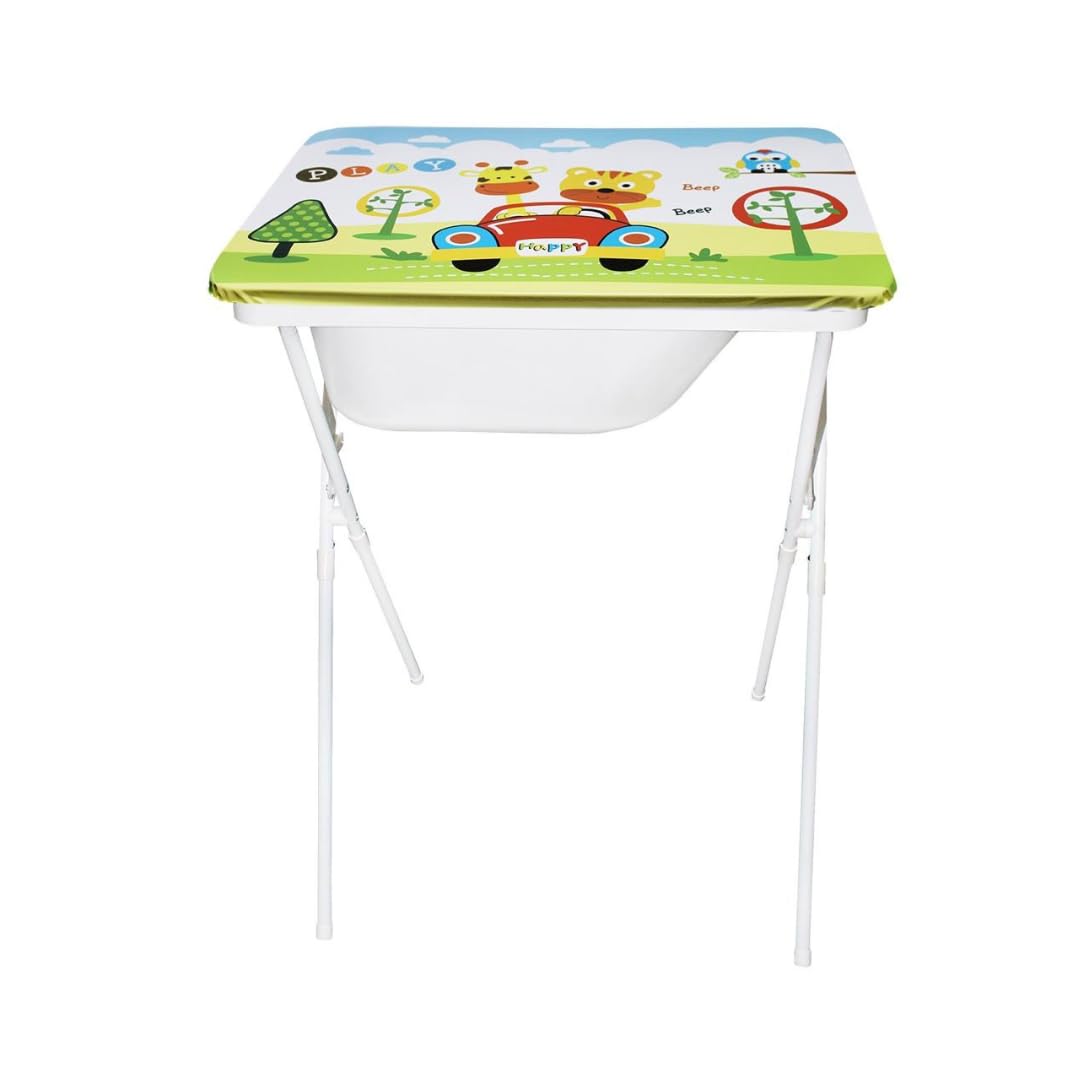 Banheira Infantil com Trocador Creative Dobrável até 20kg | Suporte, Mangueira, Saboneteira e Trocador Almofadado – Completa para Bebê RN até 1 Ano