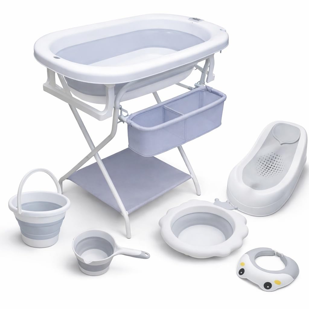 Yuupi Linha Banheira Dobrável Banheira Dobrável Com Suporte 7 em 1 com acessórios YPB388 Cinza Yuupi