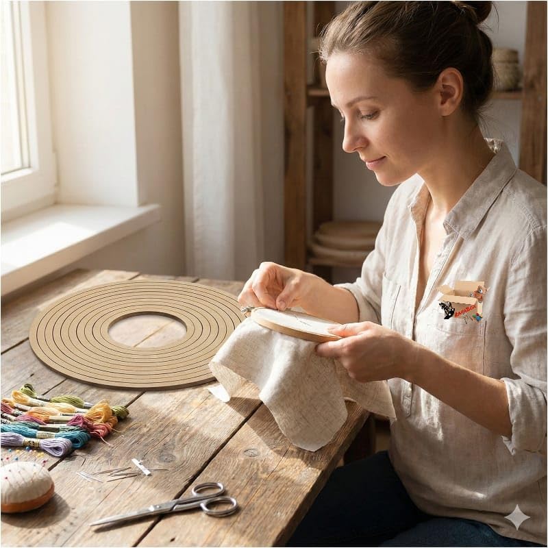 Kit 10 Bastidores De Madeira Mdf De 08 a 30 cm Moldura Cru 6mm - BH Mania De Brincar (Kit 8-30cm Redondo)