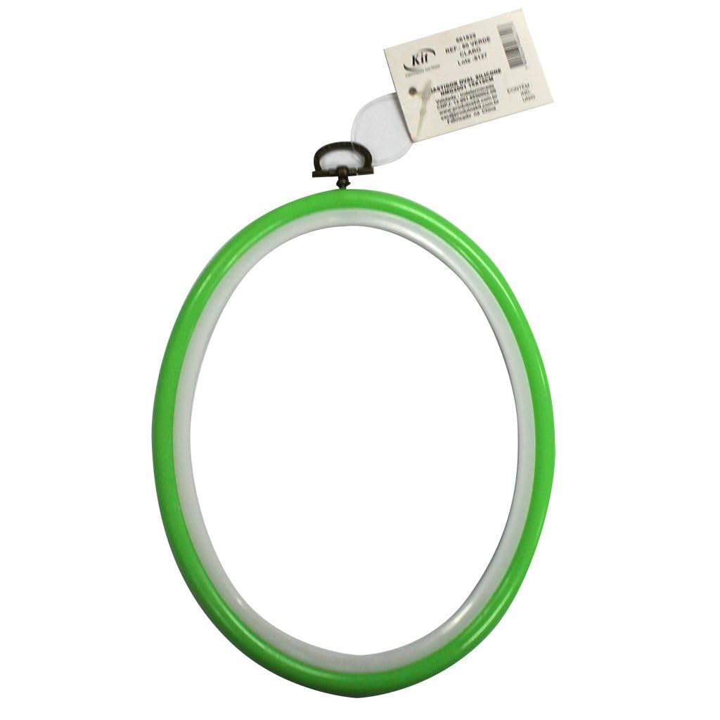 Bastidor Oval em Silicone para Bordado 15x19cm Verde Claro - 1 Unidade
