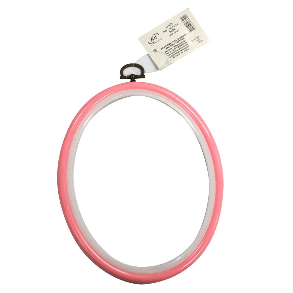 Bastidor Oval em Silicone para Bordado 15x19cm Rosa Bebê - 1 Unidade