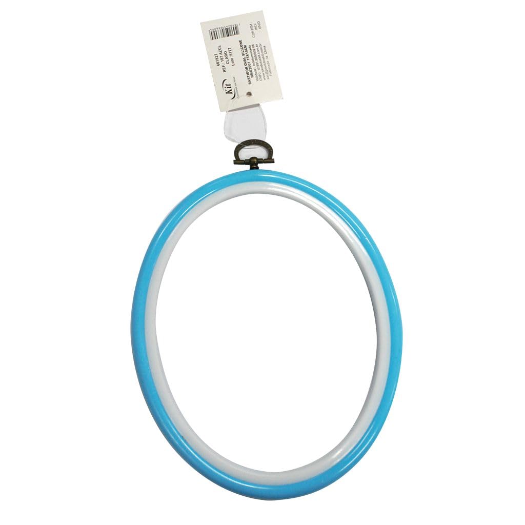 Bastidor Oval em Silicone para Bordado 15x19cm Azul Claro - 1 Unidade