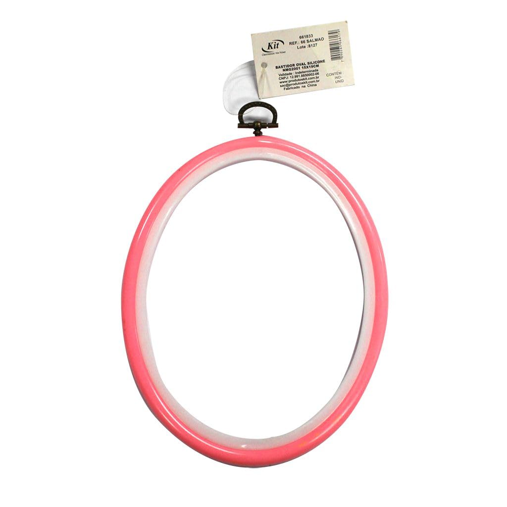 Bastidor Oval em Silicone para Bordado 15x19cm Rosa Medio - 1 Unidade