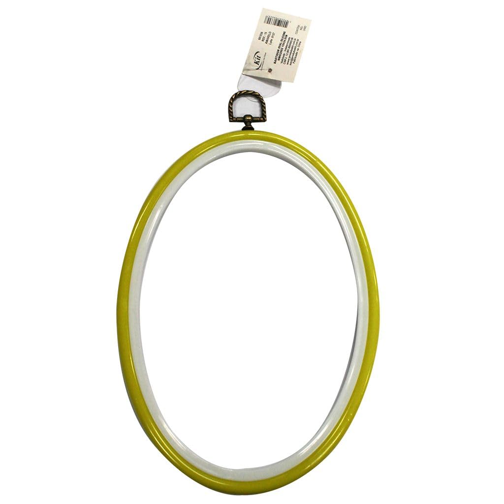 Bastidor Oval em Silicone para Bordado 19x24cm Amarelo - 1 Unidade