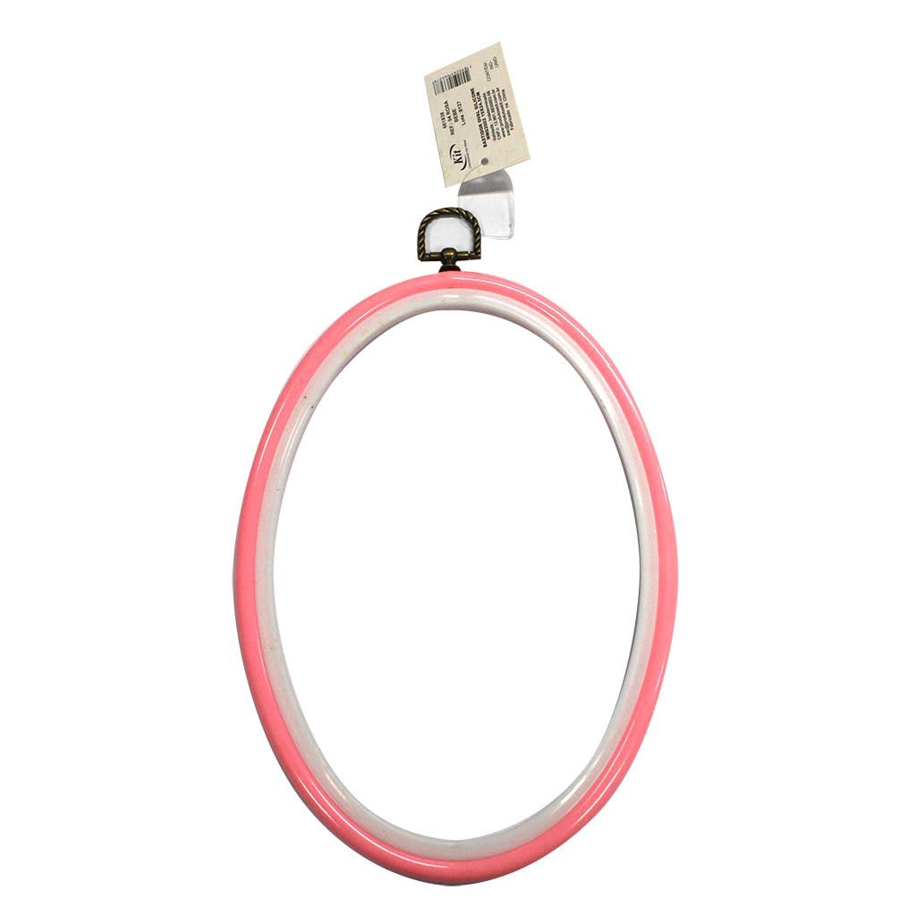 Bastidor Oval em Silicone para Bordado 19x24 cm Rosa Bebê - 1 Unidade