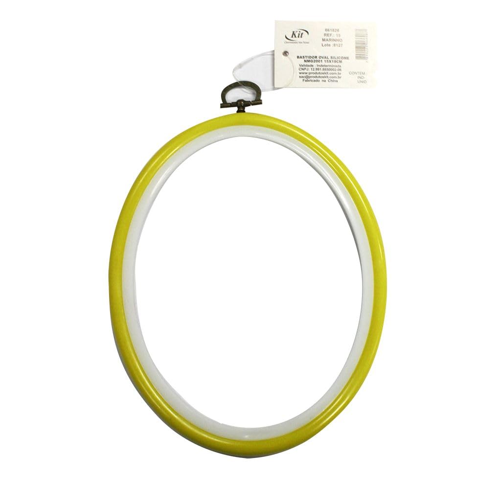 Bastidor Oval em Silicone para Bordado 15x19cm Amarelo - 1 Unidade