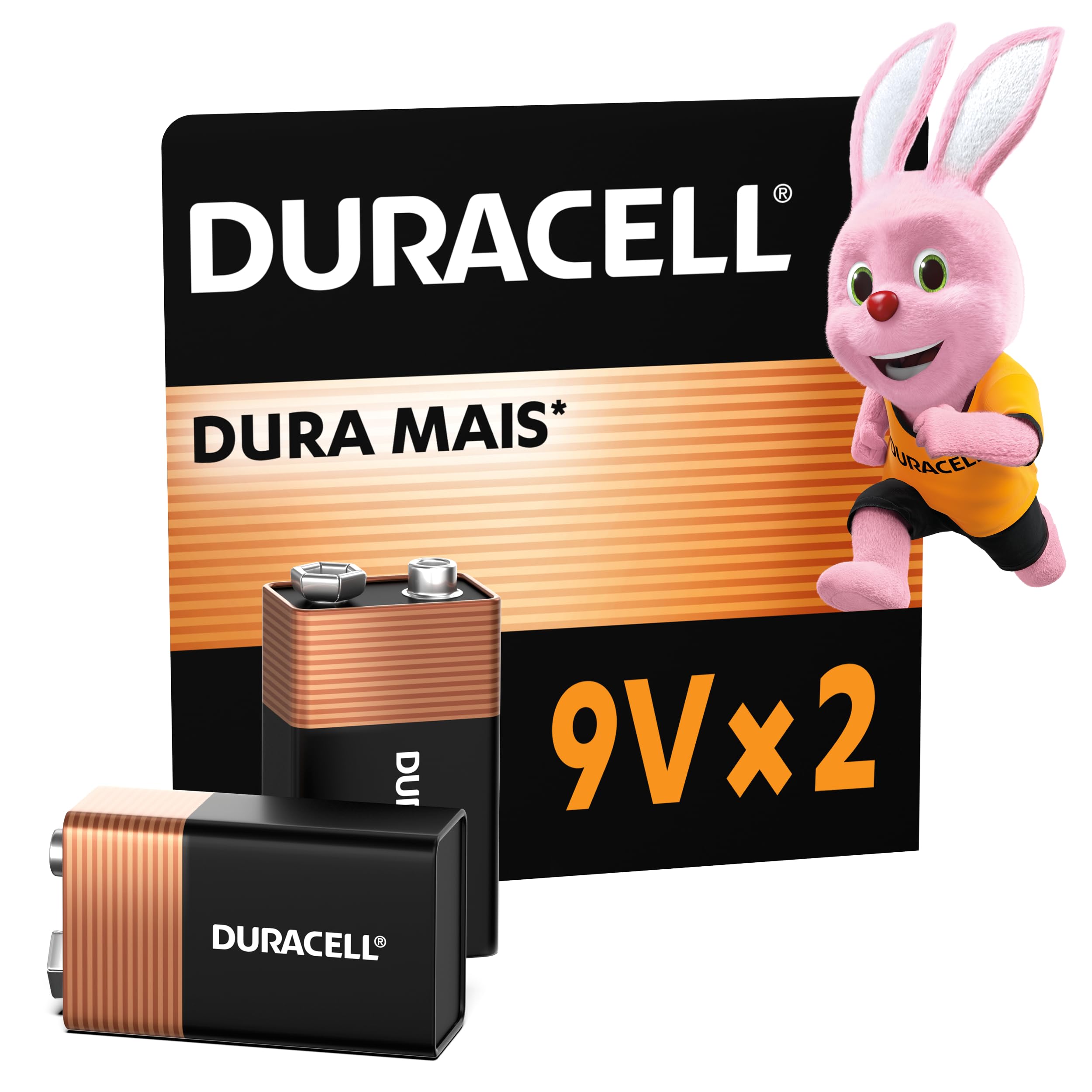 Duracell Bateria Alcalina 9V Com 2 Unidades – Ideal para Detectores de Fumaça e Microfones sem Fio