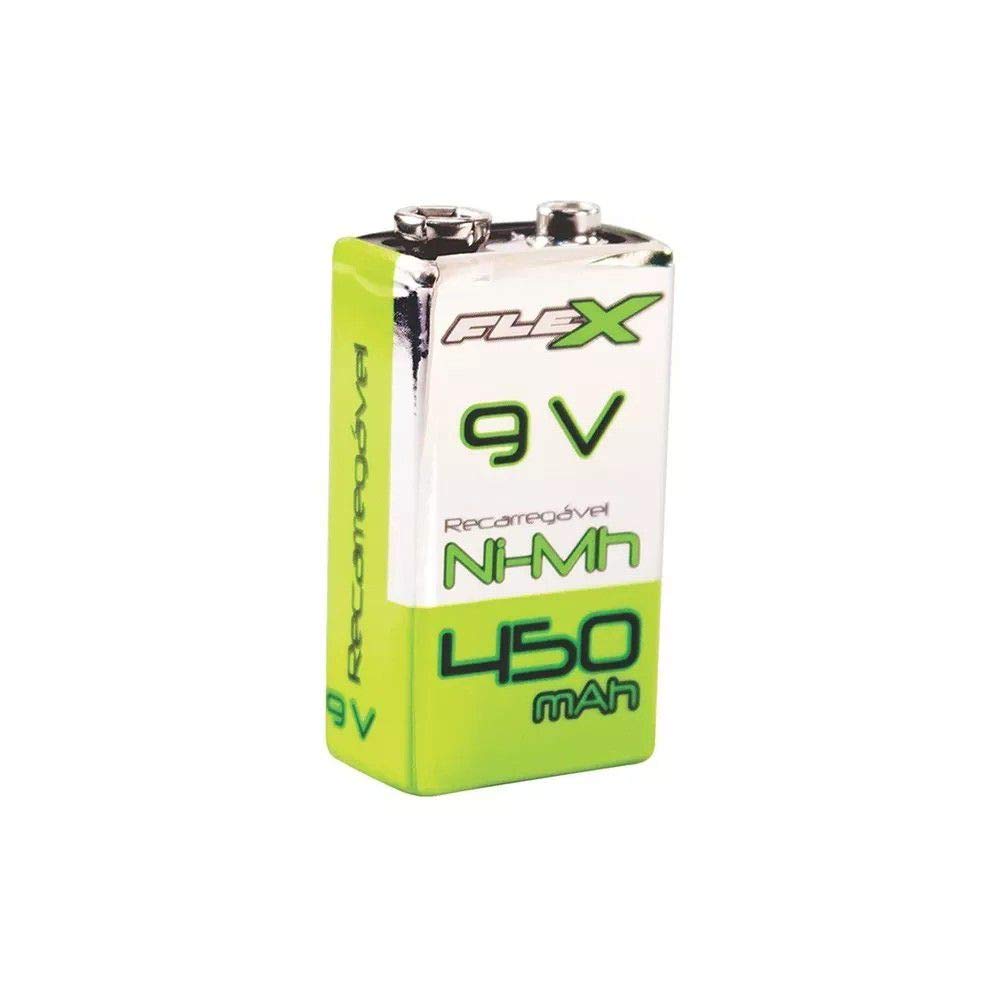 Bateria Recarregável 9V 450mAh FX9V450 Verde - Flex