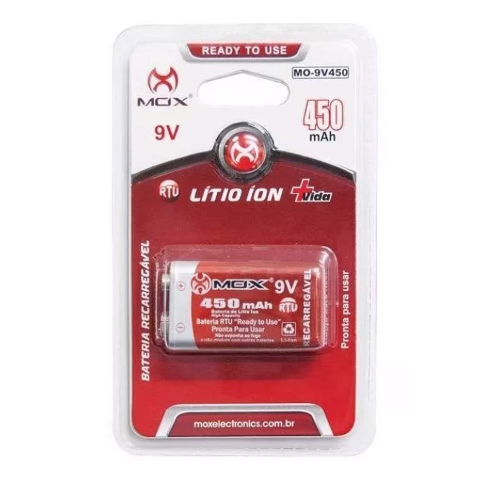 BATERIA 9V RECARREGAVEL MOX MO-9V450-RTU