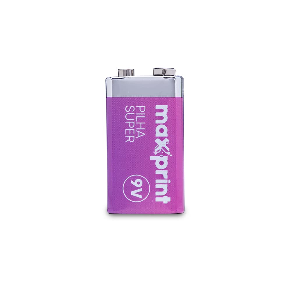 Pilha 9V Maxprint Comum – 1 Unidade – Bateria 9 Volts – Ideal para Detectores, Microfones e Eletrônicos