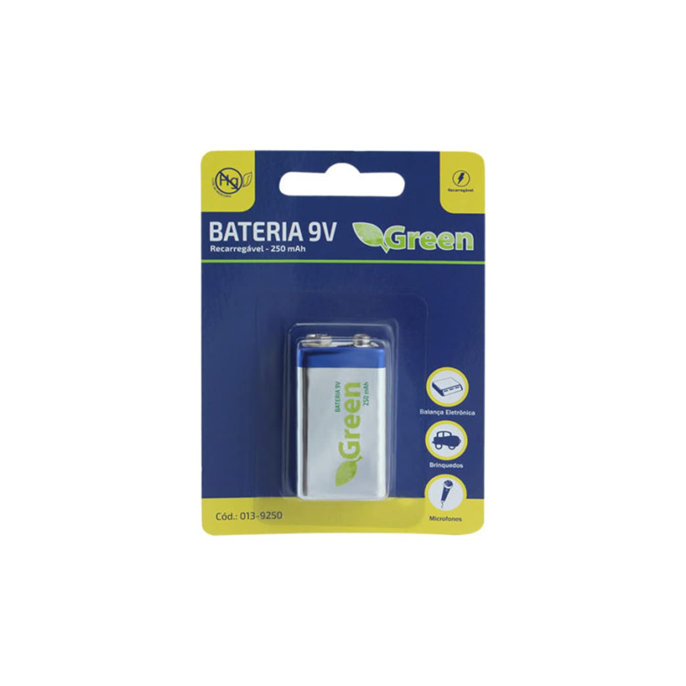 Green, 013-9250, Bateria 9V Recarregavel 250Mah - Green