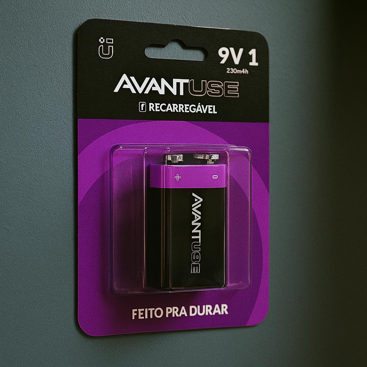 Avant Use Pilha Bateria Recarregável 9V 200mAh - Alto Desempenho para Microfones Sem Fio, Pedais e Detector de Fumaça