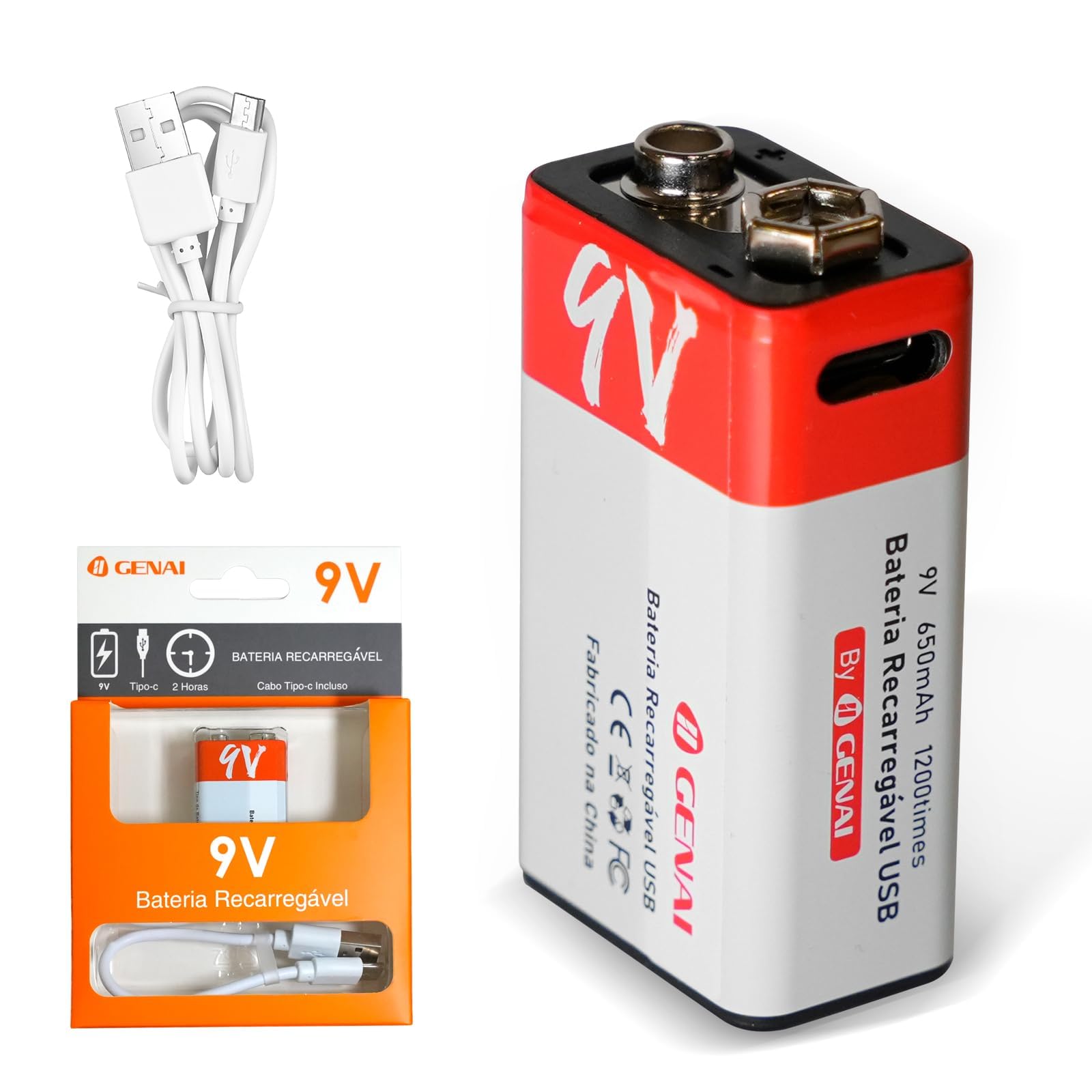Bateria 9V Pilha Recarregavel, 650mAh Recarregável Pilha para Casa Original Kit, 1Pcs