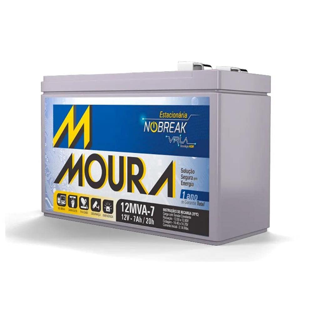 Bateria Moura Selada Vrla 12V 7Ah Estacionaria 12Mva-7