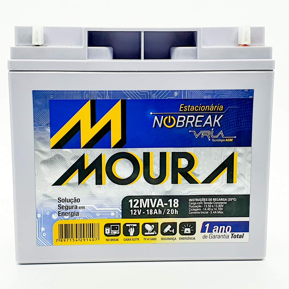 Aldo Solar Bateria Moura 12mva-18 Estacionaria Nobreak 12v 18ah