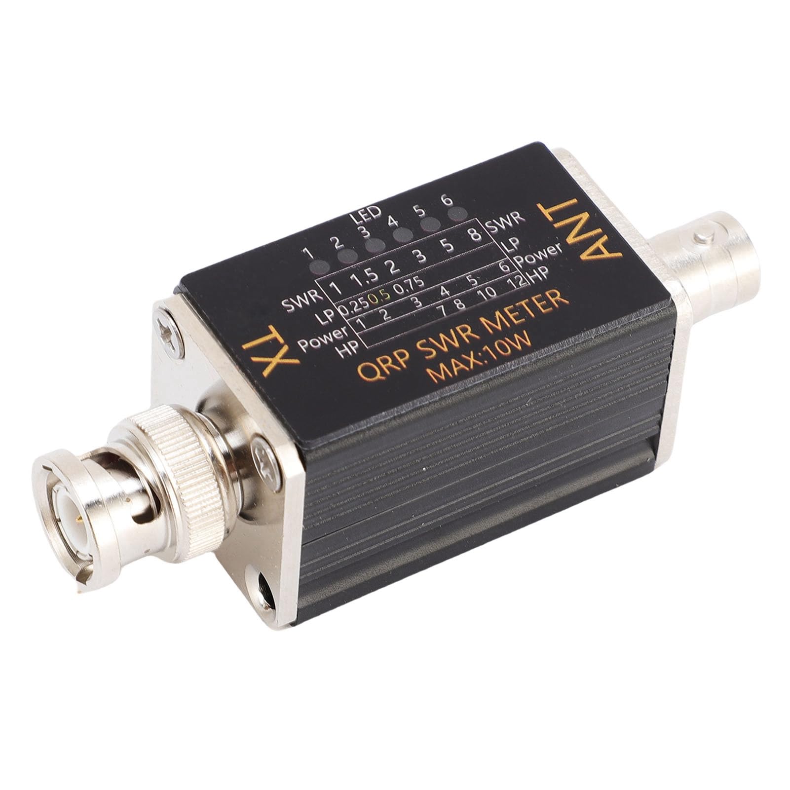 Fafeicy Medidor SWR, Indicador de Onda Estacionária Portátil Com 6 Luzes LED para Rádio de Ondas Curtas de 1-30 MHz, Interface BNC, Potência de 10 W, Sem Necessidade de Bateria para Entusiastas de