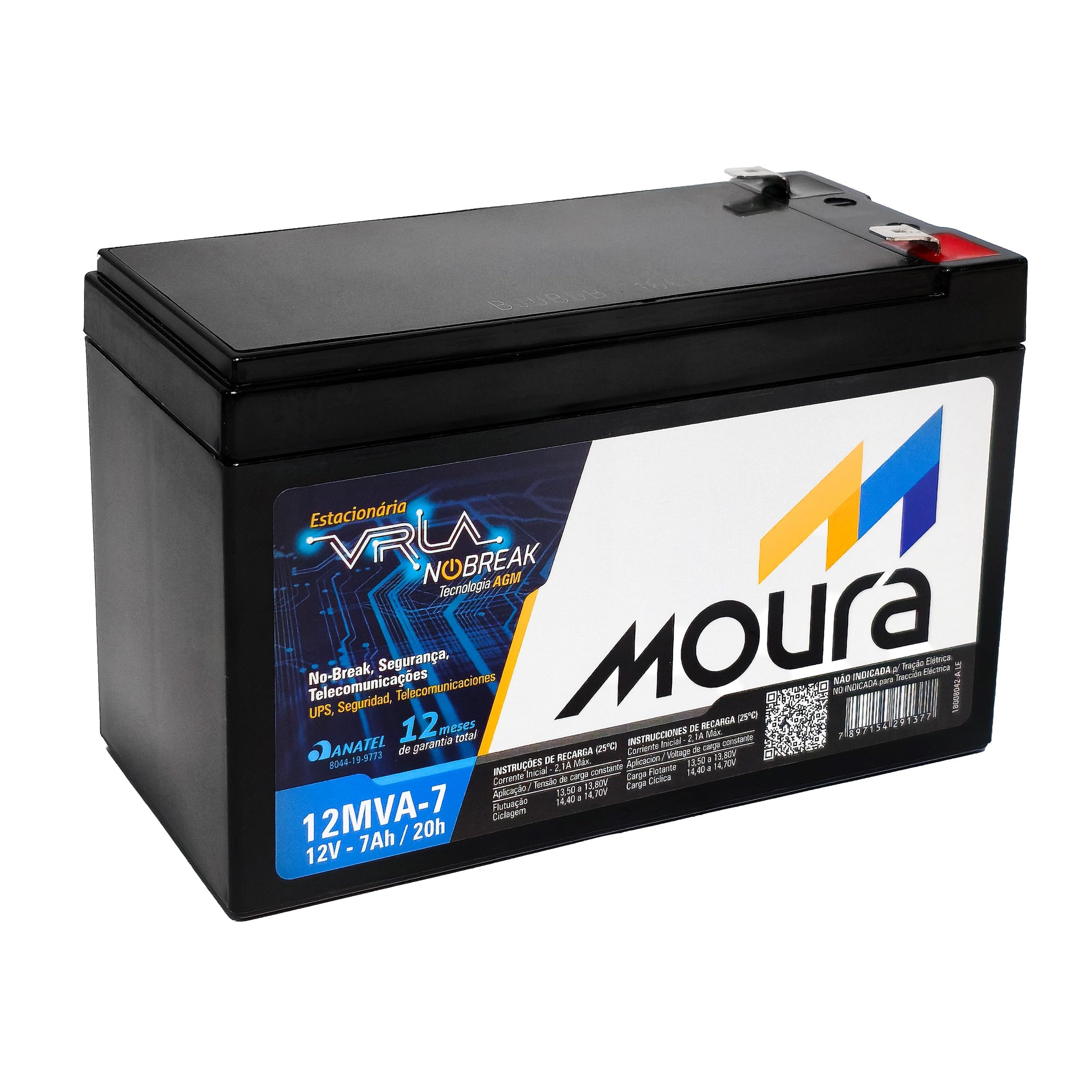 WeHawk Bateria para Nobreak 12V 7Ah Estacionária Tecnologia VRLA AGM Moura