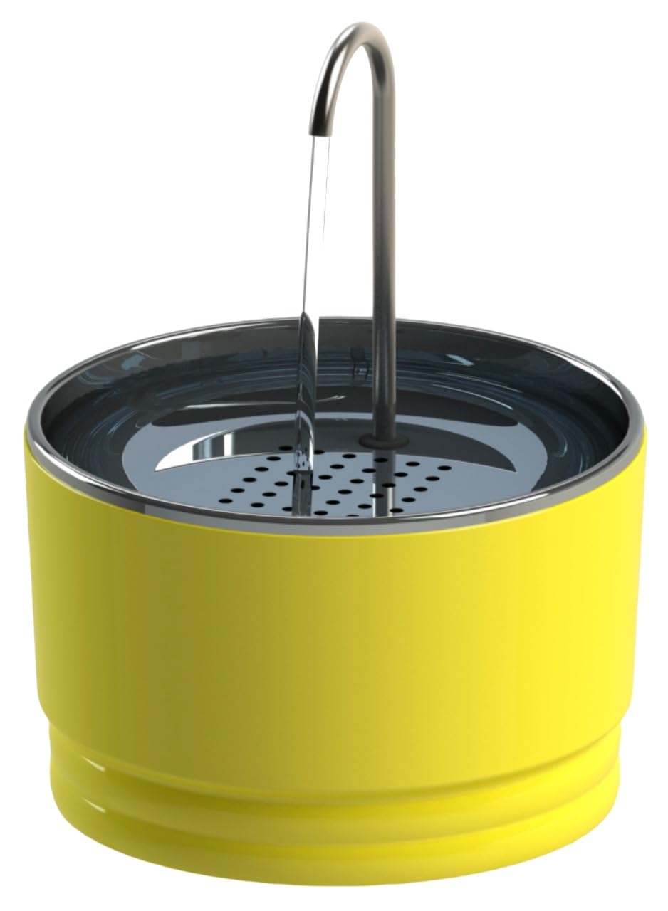 FONTE BEBEDOURO STEEL 1.8 LITROS TAMPA E TORNEIRA INOX (AMARELO, UNICO)