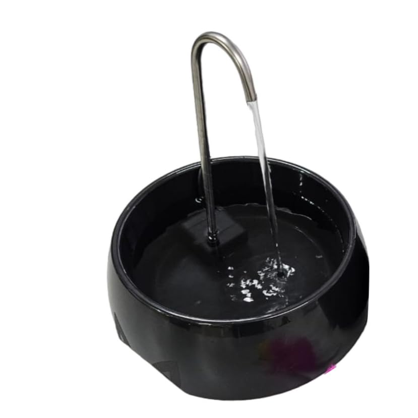 Fonte de Água Automática de 1,2L para Gatos, Bebedouro com Torneira de Aço Inoxidável e Filtro de Carvão Ativado, (PRETO 1200 ML)
