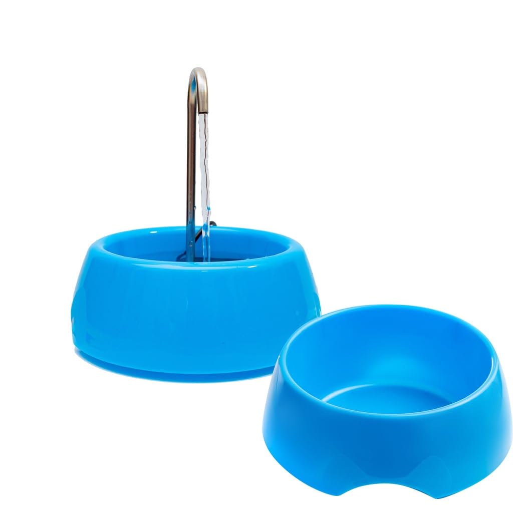 Fonte Bebedouro para Gatos e Cães com 2 Comedouros 600 ml e Torneira Inox (Azul)