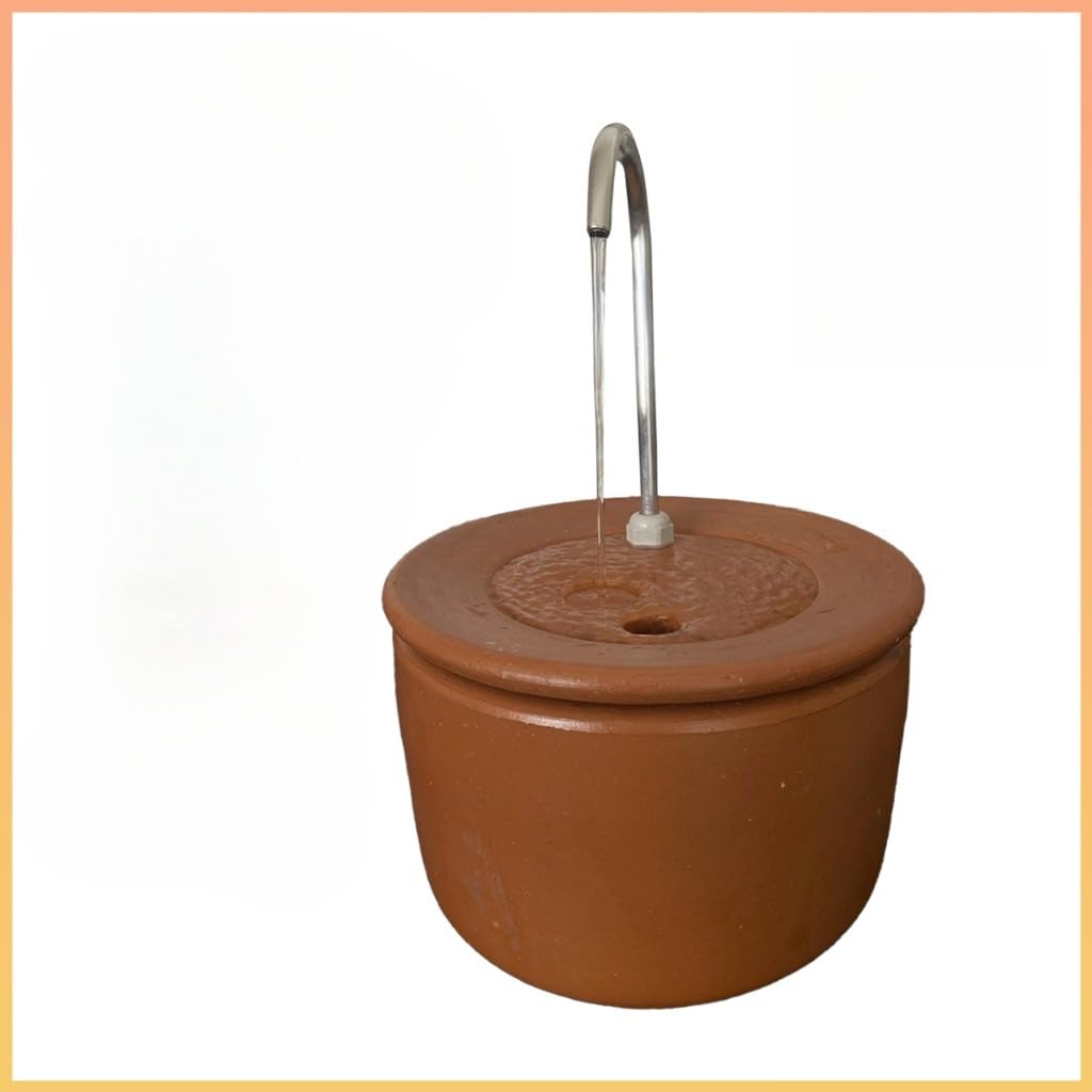 Fonte Bebedouro de Cerâmica 2,5 L para Gatos com Bomba Bivolt (220V) | Bomba de 2,5 W, torneira em alumínio e estrutura artesanal com fluxo contínuo