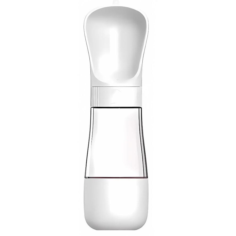 2 em 1 Garrafa Bebedouro Tamanho Grande Pet Portátil Duplo Água Ração Pet Cachorro Gato Passeio Viagem Capacidade Agua: 258ml, Capacidade Comida: 200g FlySea (Branco)