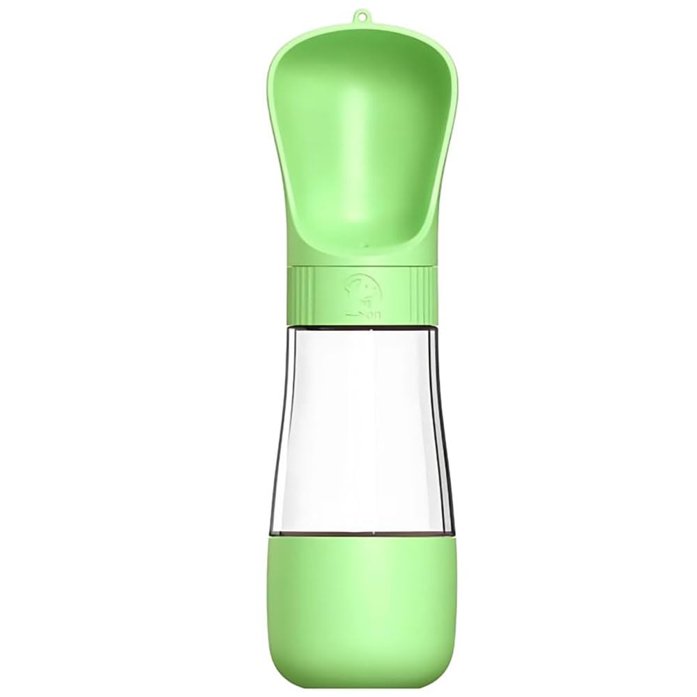 2 em 1 Garrafa Bebedouro Tamanho Grande Pet Portátil Duplo Água Ração Pet Cachorro Gato Passeio Viagem Capacidade Agua: 258ml, Capacidade Comida: 200g FlySea (Verde)