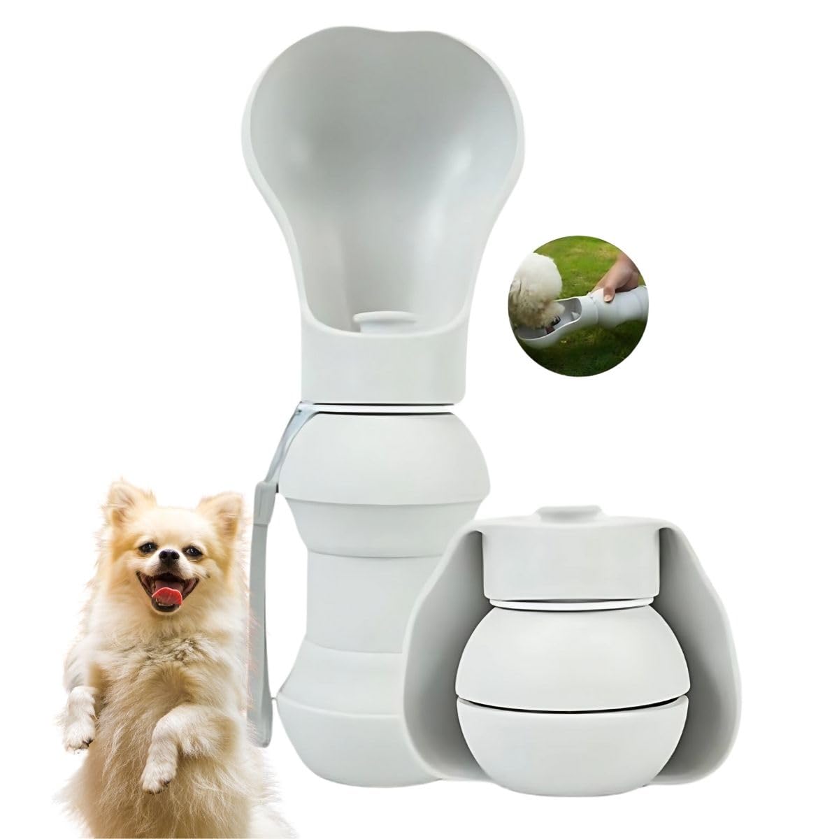 Bebedouro Portátil Para Pets Silicone 300ml Viagem Passeio Água