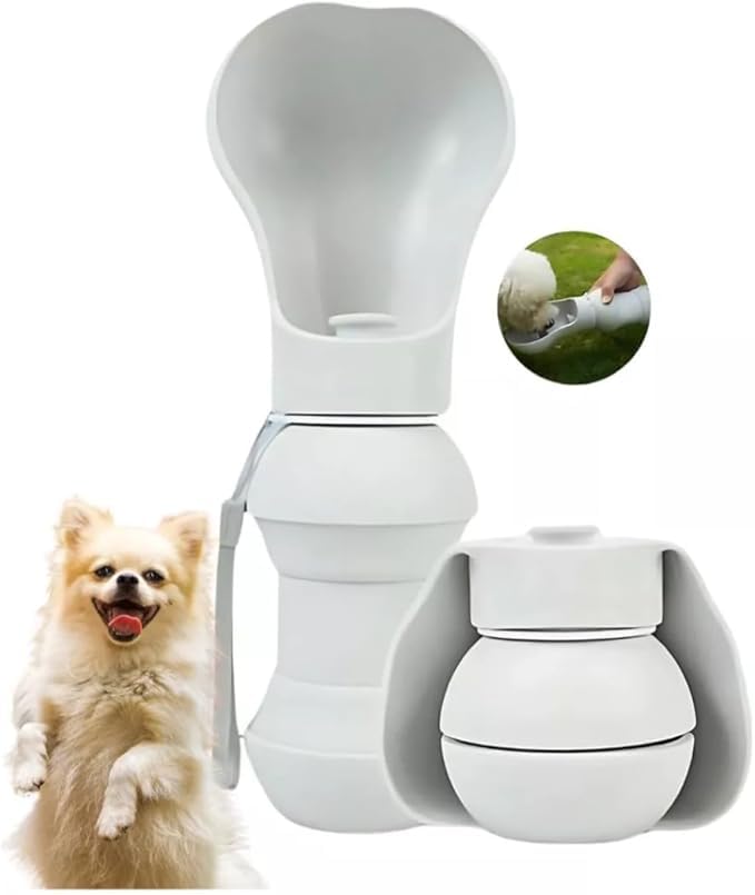 Garrafa Pet Bebedouro Portátil, Água Para Passeios Viagem Cães Gatos Coelho Animais Anti Vazamento Com Trava De Segurança, Silicone 300 ML, Hidratação PETS