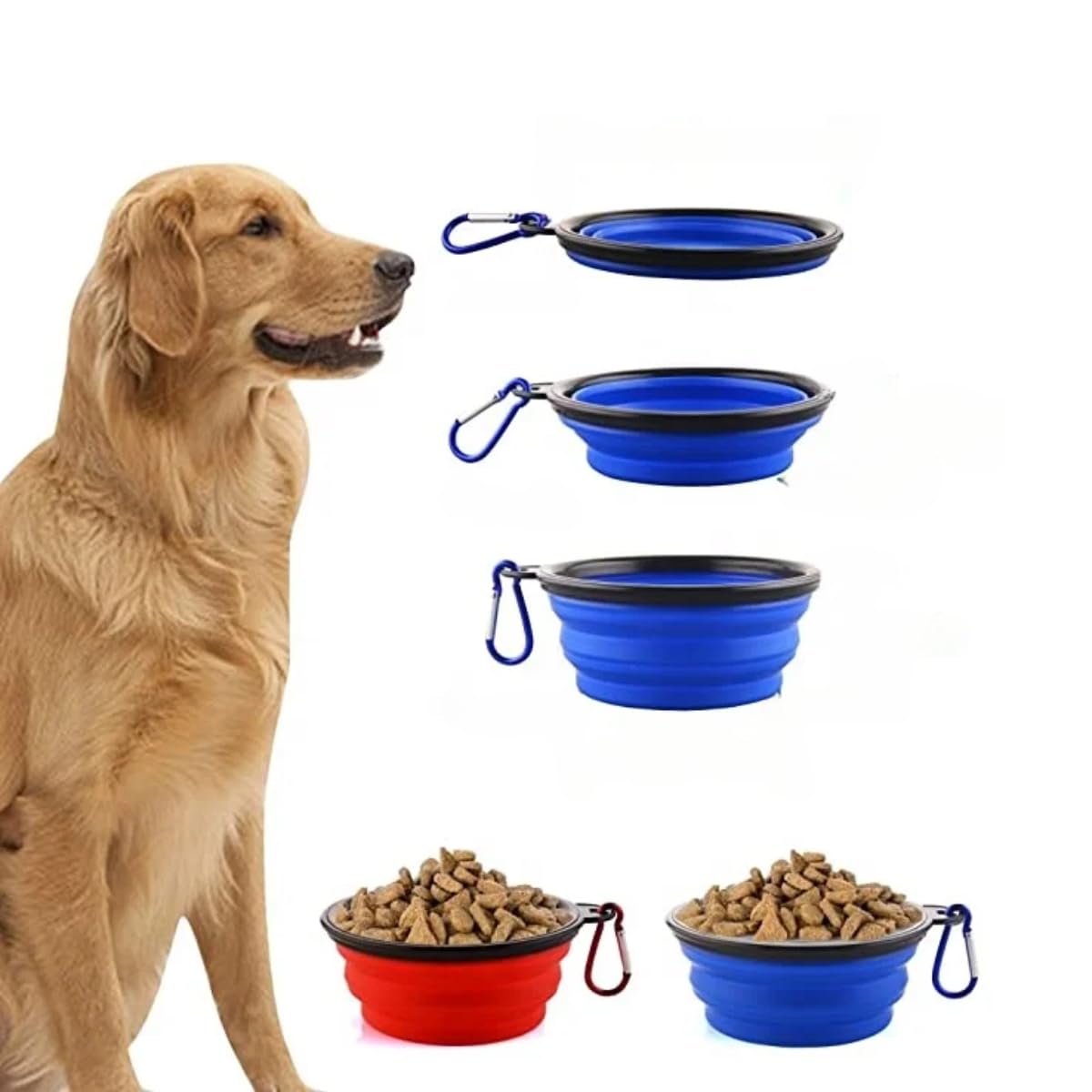 Pote Tigela pet portátil Comedouro e Bebedouro de Silicone 350ml para cães e gatos (Preto)