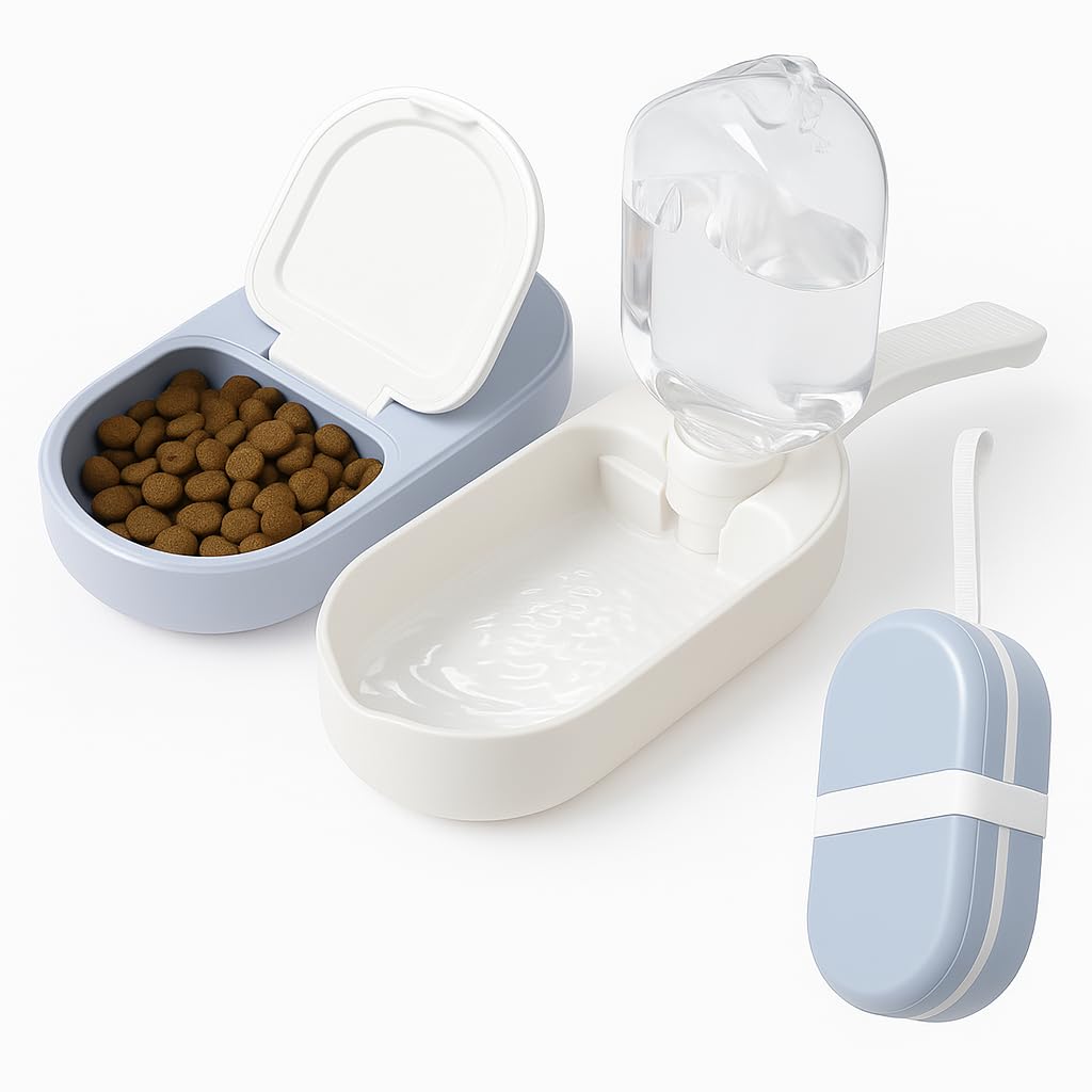 Holapet Tipo de item Garrafas de agua Tipo Cães Kit Tigela + Garrafa Portátil 2 em 1 para Cães e Gatos – Bebedouro + Pote de Ração 250 ml, ABS Azul, Ideal para Caminhadas, Viagens e Trilhas