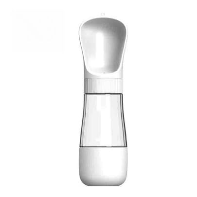 Garrafa de Água Portátil 2 em 1 para Cães e Gatos 490ml com Dispensador Integrado – Bebedouro Pet Compacto Antivazamento para Passeios(Branco)