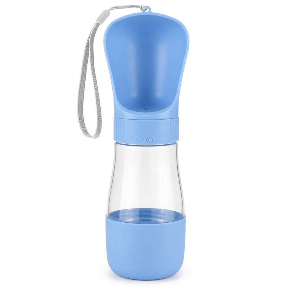 Garrafa Bebedouro Pet Portátil 2 em 1 para Água e Ração 320 ml + 170 ml com Trava para Passeios