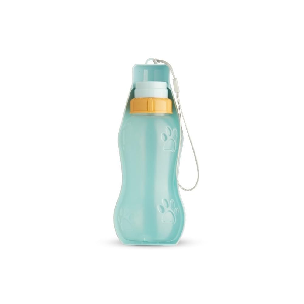 Garrafa Bebedouro Pet 400ml Portátil para Cães e Gatos com Alça de Nylon (Azul)