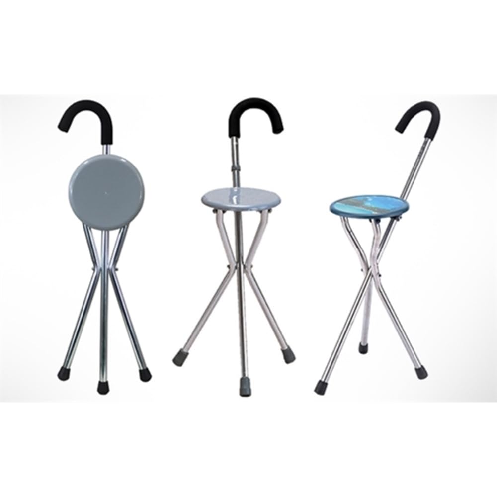 BENGALA COM BANCO ASSENTO EM ALUMINIO DOBRAVEL BASTAO BANQUETA BANQUINHO DOBRAVEL FILA CAMINHADA