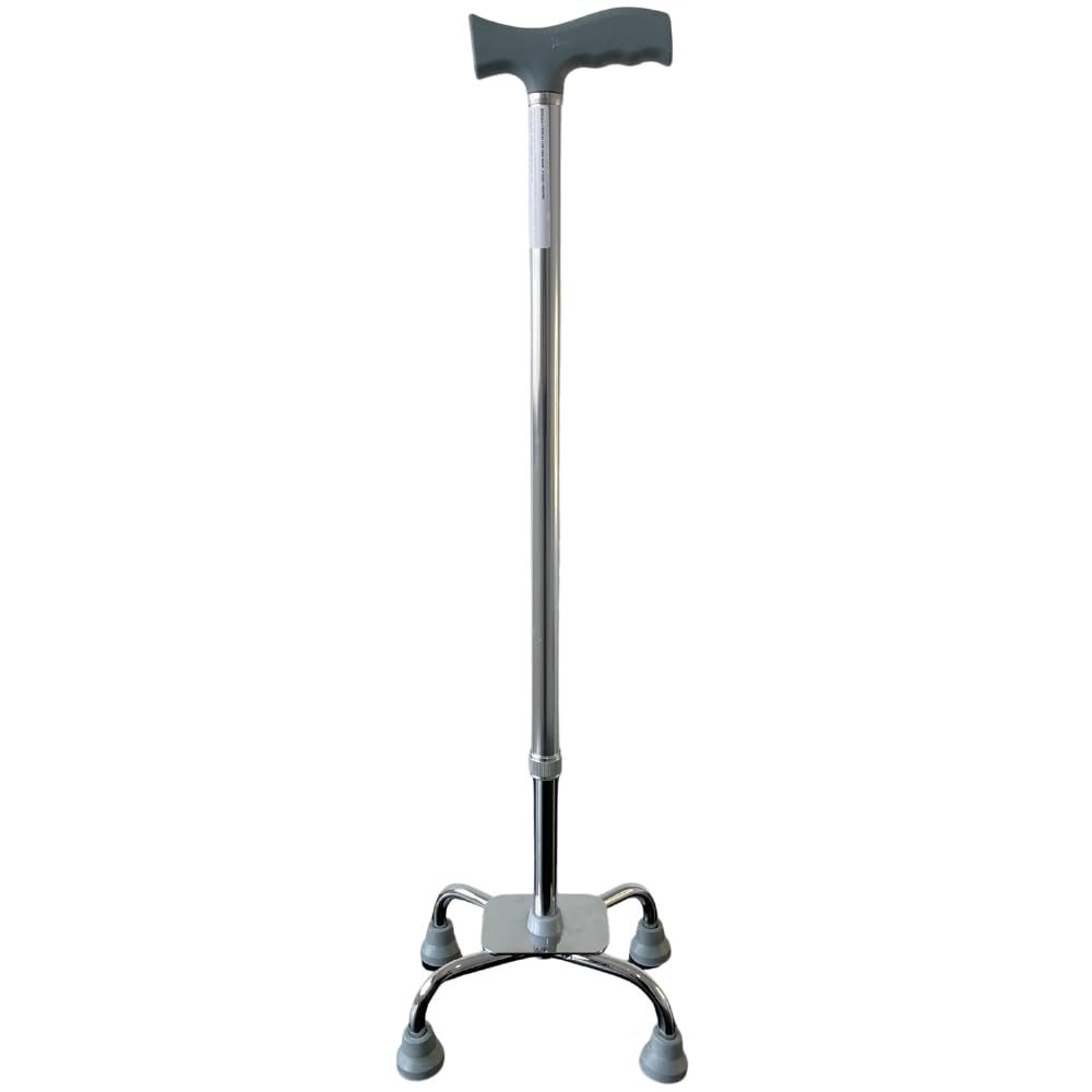 Bengala 4 Pontas Ortopédica Alumínio Regulável Leve Idoso Apoio Mão Ergonômico Anatômico Caminhada Suporte Locomoção Anti impacto Bastão Ajustável Procissão Ponteira Emborrachada Amortecedor 130kg