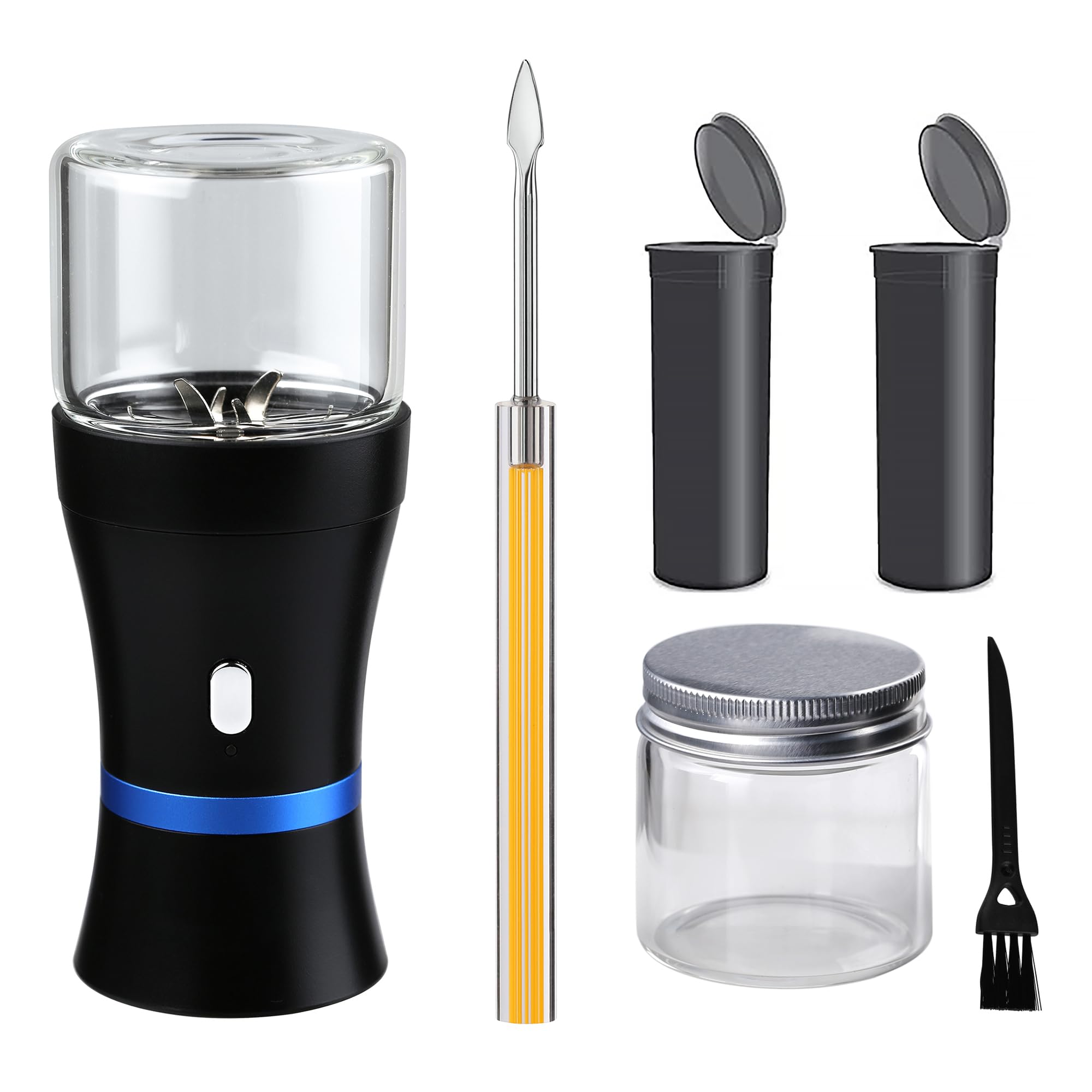 Spacenight Triturador Elétrico Compacto Para Ervas, Recarregável Via Usb, Com 2 Compartimentos De Vidro De 50G (1,7 Oz) Cada - Ideal Para Uso Diário.