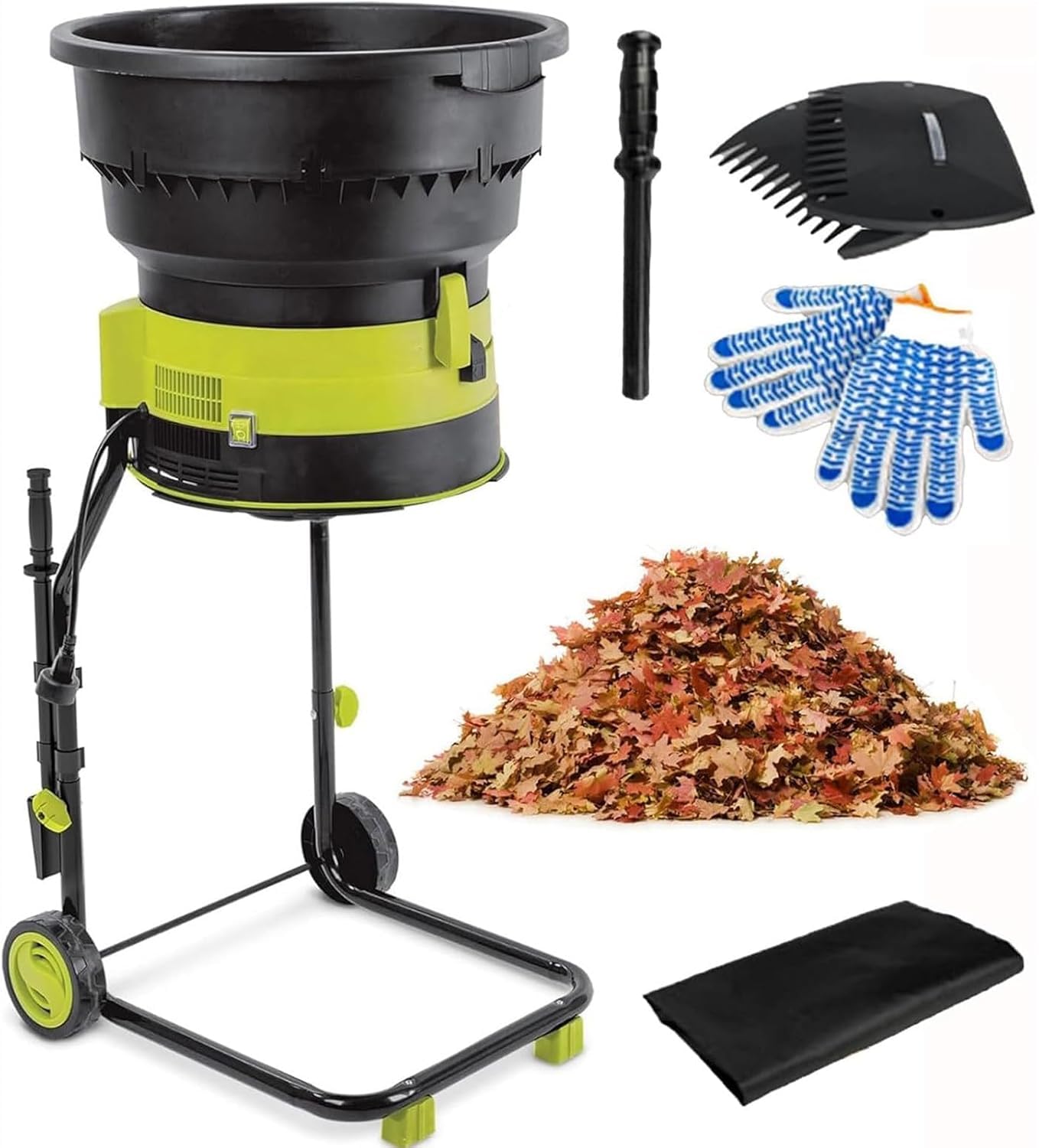 Triturador De Folhas Elétrico De 2500 W, Triturador De Folhas De Jardim, Triturador De Galhos De árvores, Redução De 17:1, Abertura Do Funil De Alimentação De 54 Cm, Powercord×30m