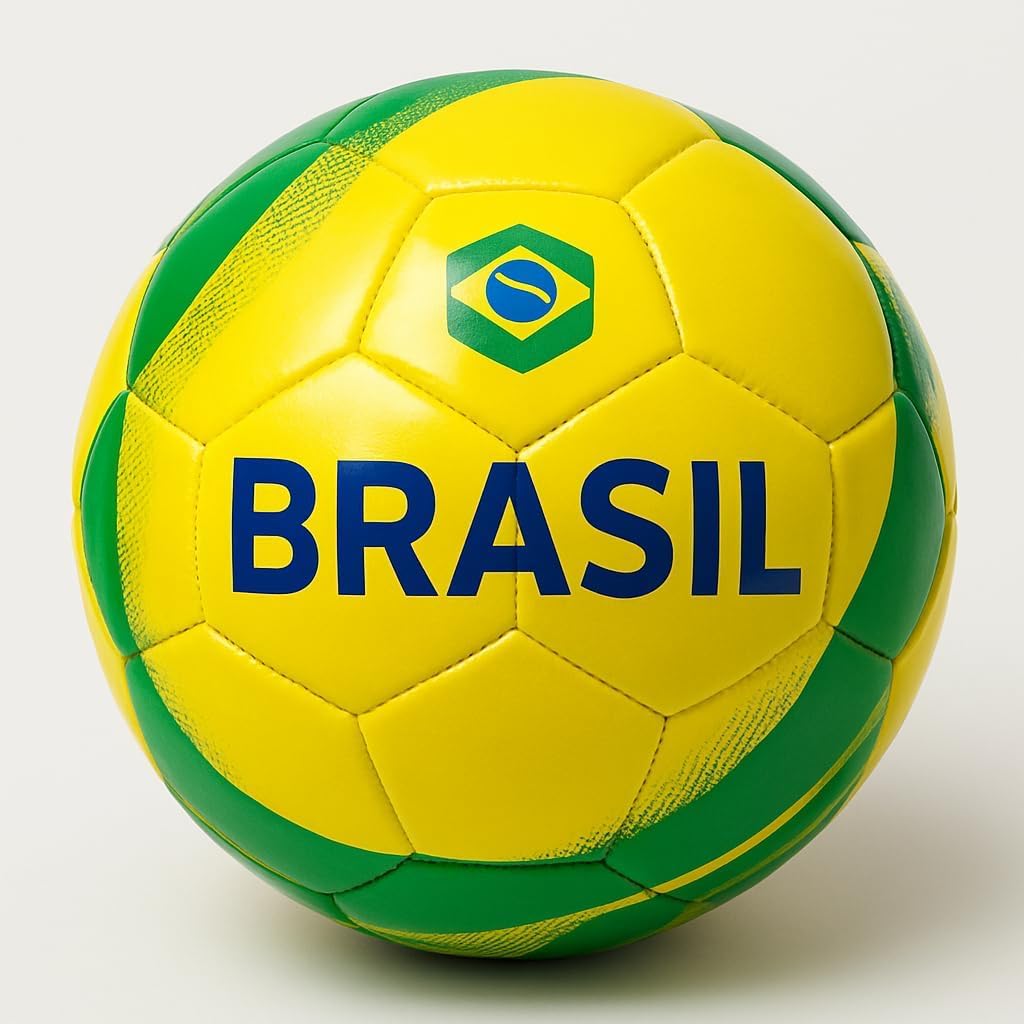 Bola de Futebol Brasil Torcedor, Tamanho N.5, Verde e Amarelo, para Campo e Quadra, Infantil