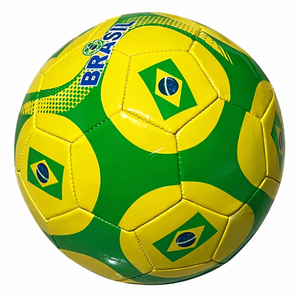 Bola de Futebol Brasil Verde Amarela Infantil Juvenil Campo Gramado Sintético Treino Lazer Painéis Costurados Material Resistente Seleção Brasileira